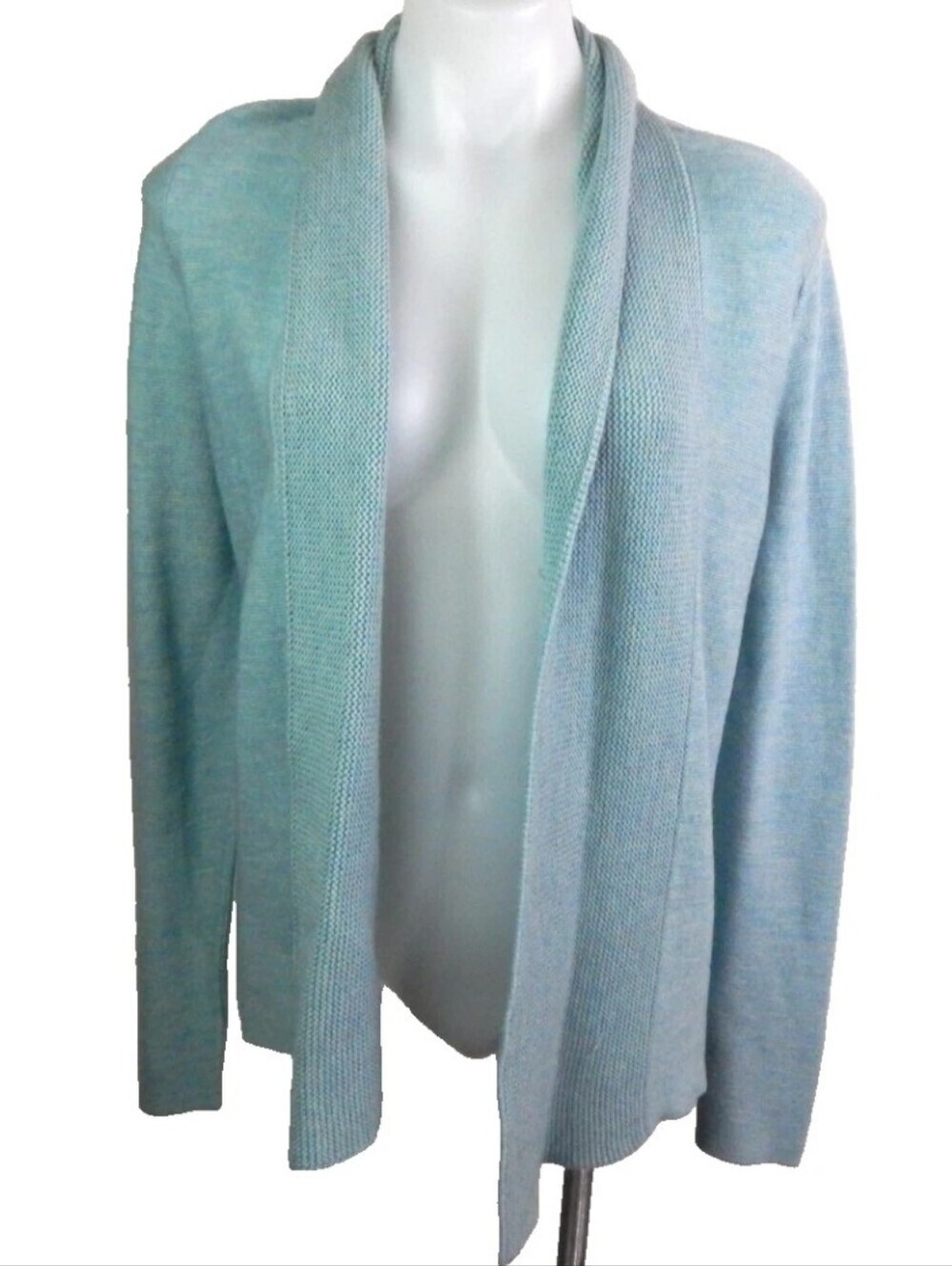 Eileen Fisher Blue Open Front Merino Wool Cardigan